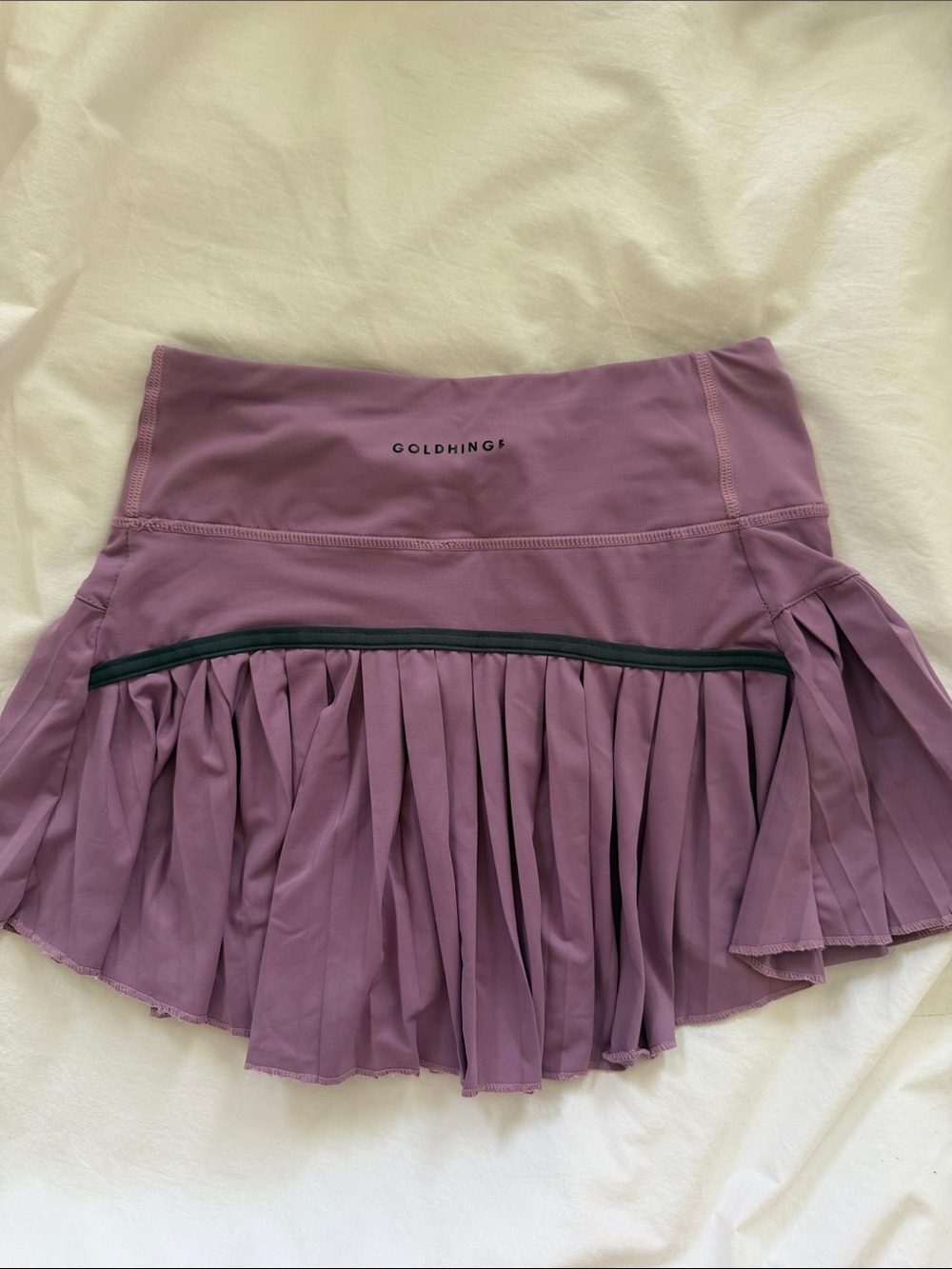 Mauve Pleated Skater Skirt by GoldHinge